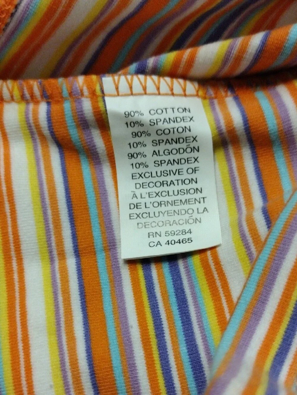 Children's Place Girls Striped Tank Top with Orange Trim